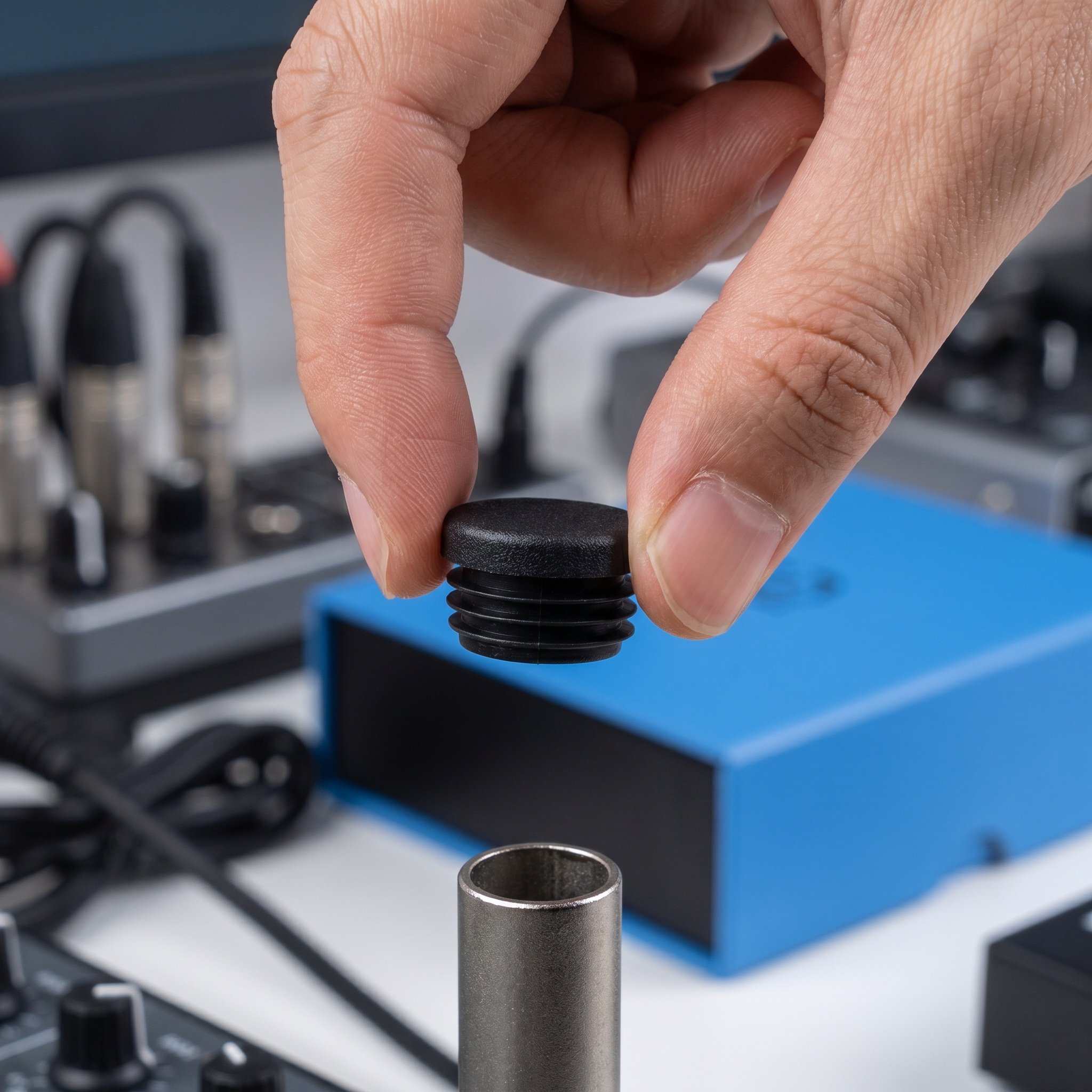 Audio Music In Youtube - 16個入り 丸型プラスチック製チューブエンドキャップ 楽器スタンド・オーディオスタンド用 チューブキャップ リブ付きブランキングプラグ ブラック