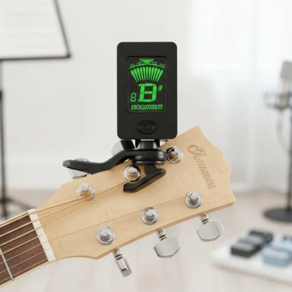 Guitar Tuner Clip - Stonego LCD クリップオンギターチューナー クロマチックチューナー ベース バイオリン
