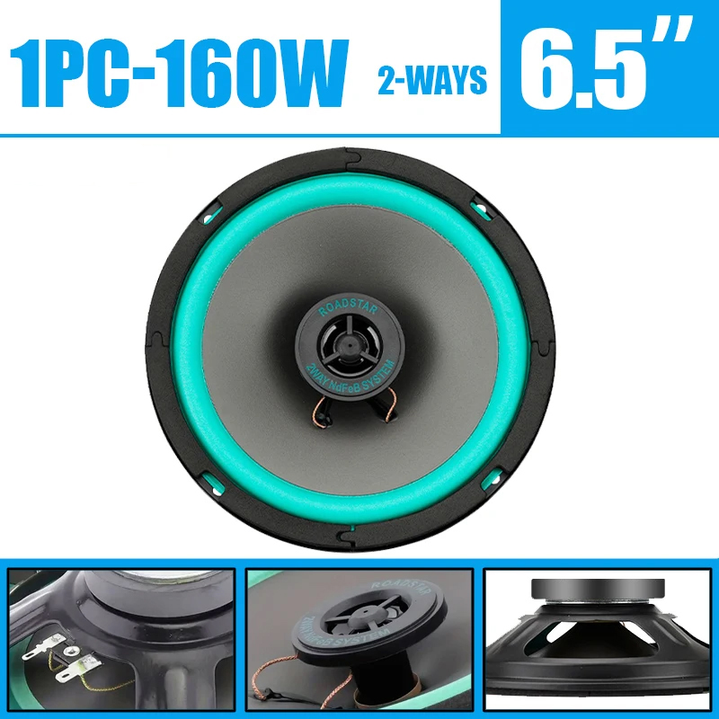 Audio Universal Music - 1PC 160W 6.5インチ車載同軸スピーカーHiFiカースピーカー車ドア用サブウーファーユニバーサルオートモーティブオーディオミュージックフルレンジトラックステレオスピーカー