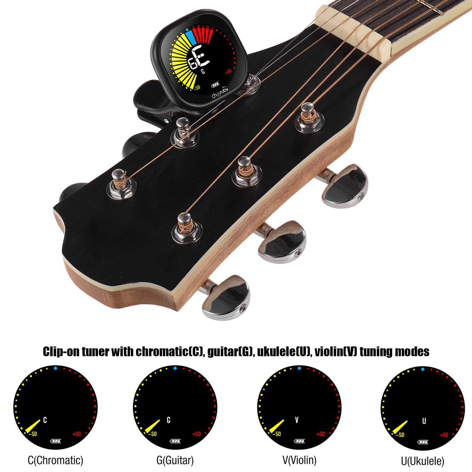 Cherub WST-670 充電式クリップオンギターチュー - Guitar Tuner Clip のレビューと価格