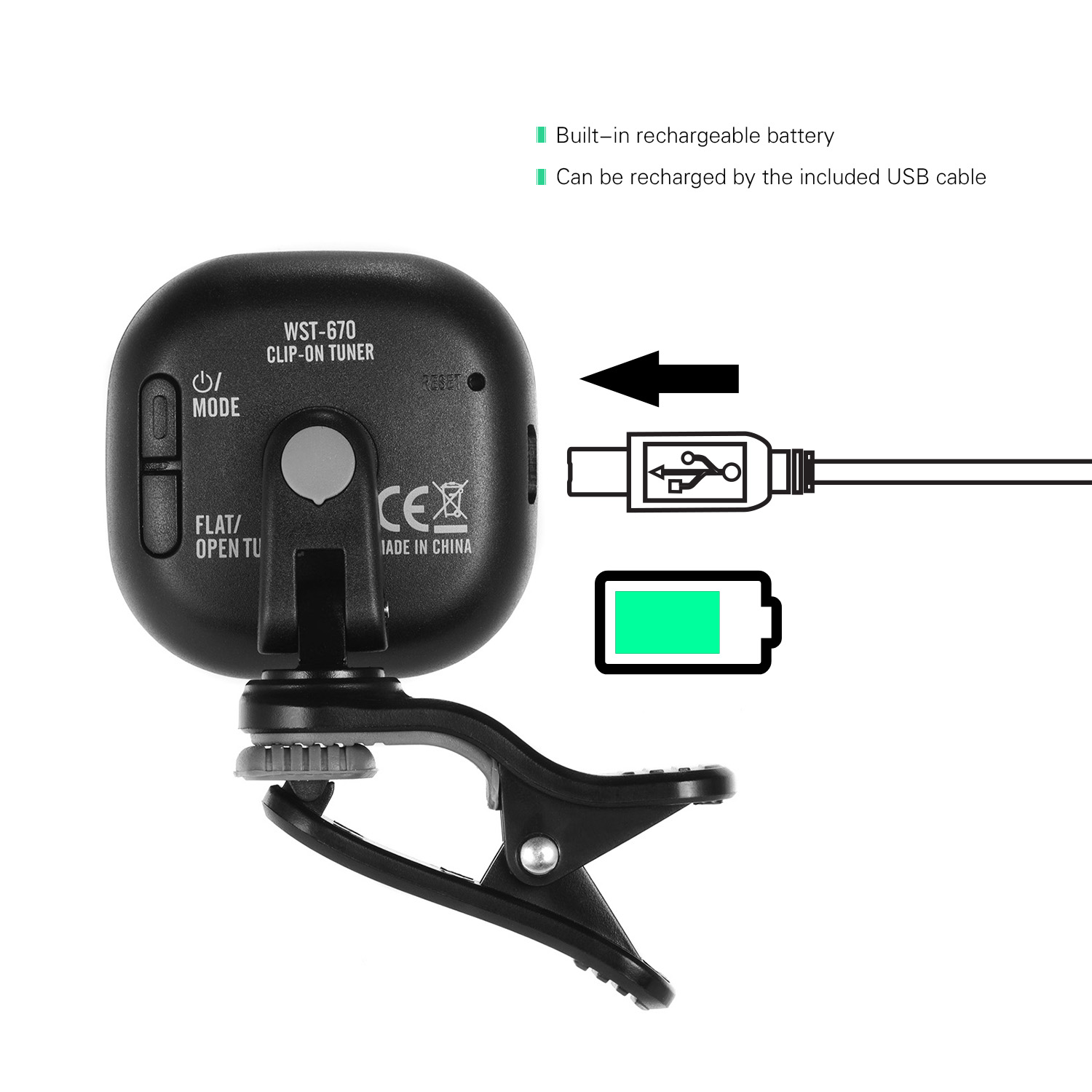 Cherub WST-670 充電式クリップオンギターチュー - Guitar Tuner Clip のレビューと価格