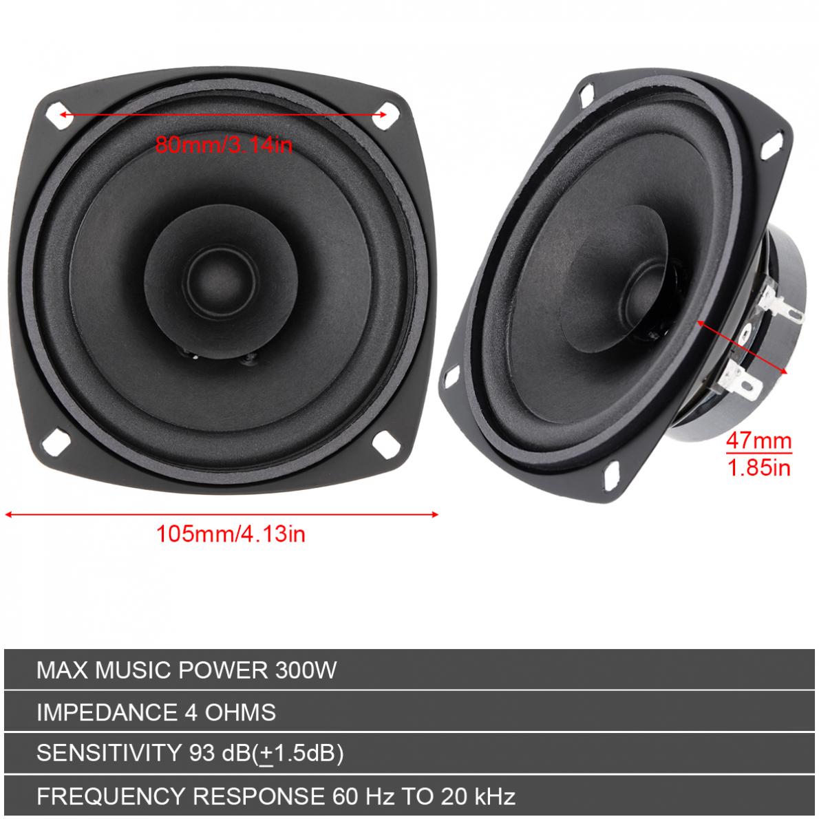 1ピース4インチ12v 300ワットユニバーサル車同軸スピー - Audio Universal Music のレビューと価格