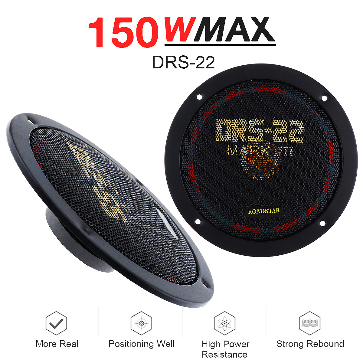 2 個 6.5 インチ 12V 150 ワット車同軸スピーカ - Audio Universal Music のレビューと価格