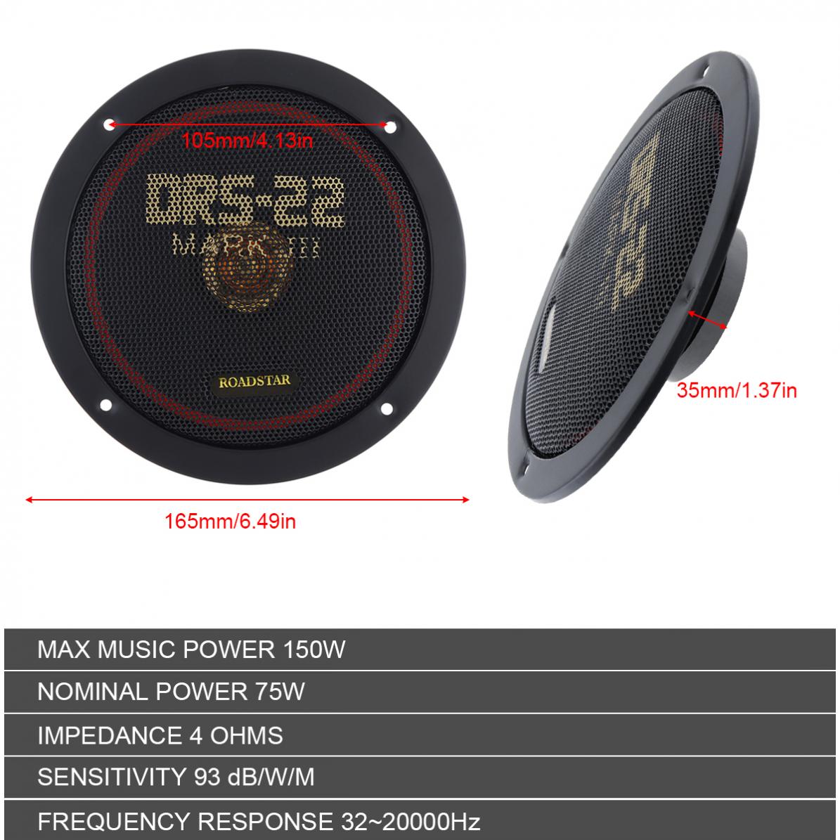 2 個 6.5 インチ 12V 150 ワット車同軸スピーカ - Audio Universal Music のレビューと価格
