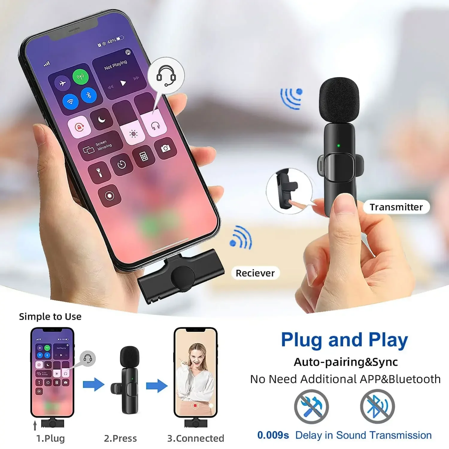 ワイヤレスラベリアマイク 2.4G ミニマイクポータブルオー - Audio Music Live のレビューと価格